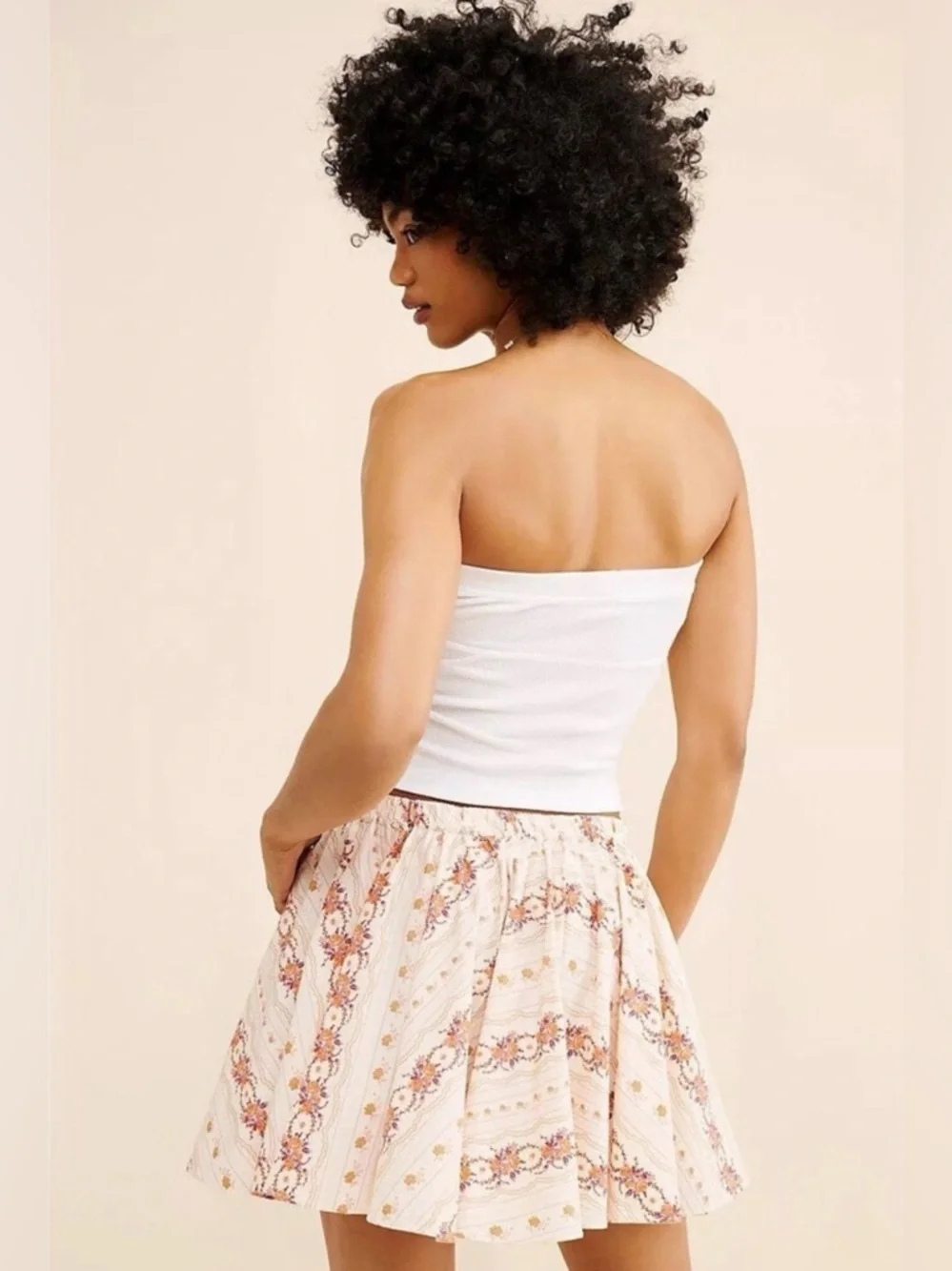 Free People Gaia Printed Cotton Mini Skirt in Ivory Combo